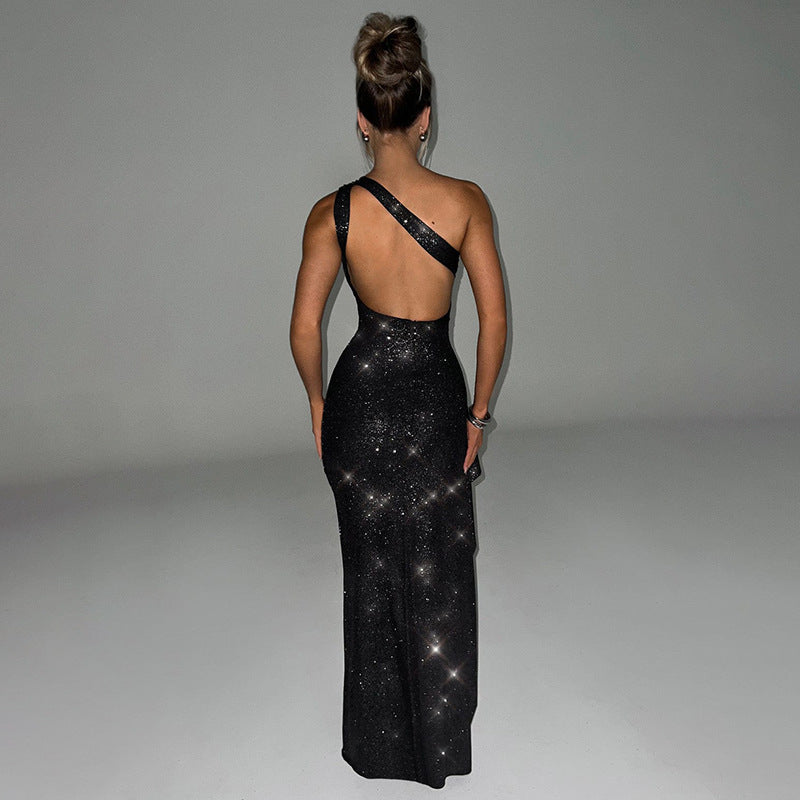 Talia Sequin One-Shoulder Maxi Dress