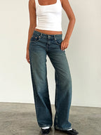 Clea Low Rise Straight Leg Jeans